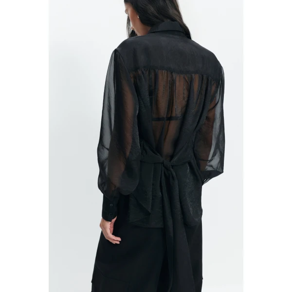 Aje Florence Tie Shirt in Black | Shirts | Luxury Shoes 