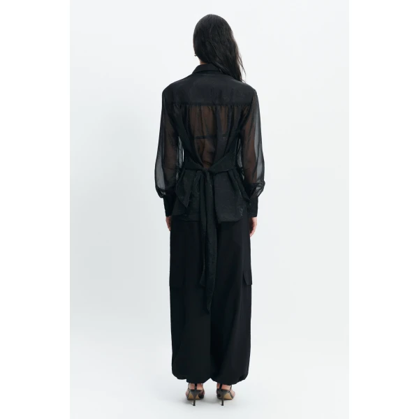Aje Florence Tie Shirt in Black | Shirts | Luxury Shoes 