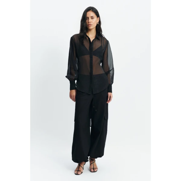 Aje Florence Tie Shirt in Black | Shirts | Luxury Shoes 
