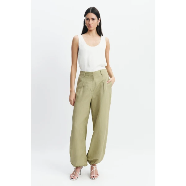Aje Ivara Harem Pant in Pale Olive | Pants | Luxury Shoes 