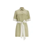 Aje Ivara Mini Shirt Dress in Pale Olive | Mini Dresses | Luxury Shoes 