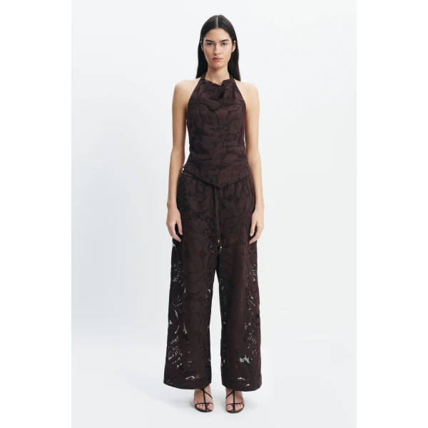Aje Izzy Relaxed Pant in Chocolate | Pants | Luxury Shoes 