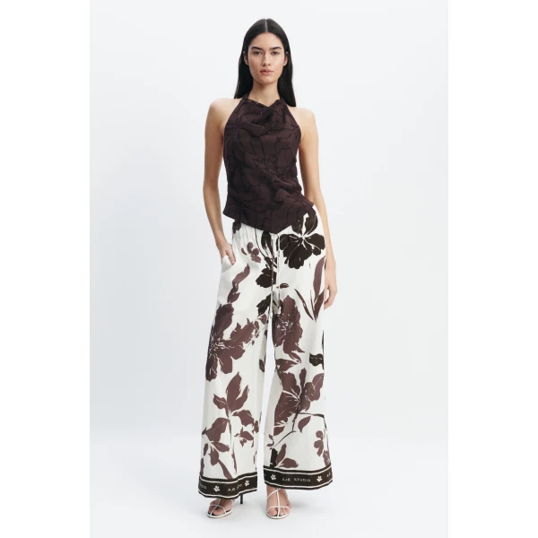 Aje Izzy Tie Back Top in Chocolate | Tops | Luxury Shoes 