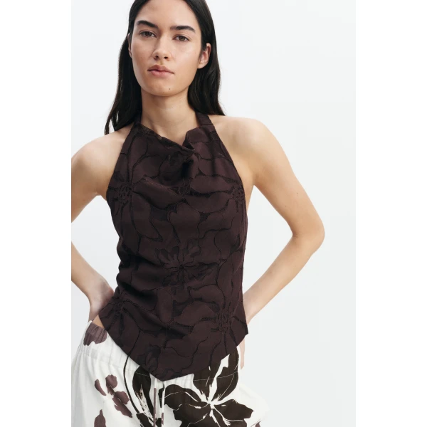 Aje Izzy Tie Back Top in Chocolate | Tops | Luxury Shoes 