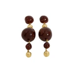 Aje Kasia Resin Drop Stud in Gold/Brown | Earrings | Luxury Shoes 