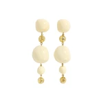 Aje Kasia Resin Drop Stud in Gold/Ivory | Earrings | Luxury Shoes 