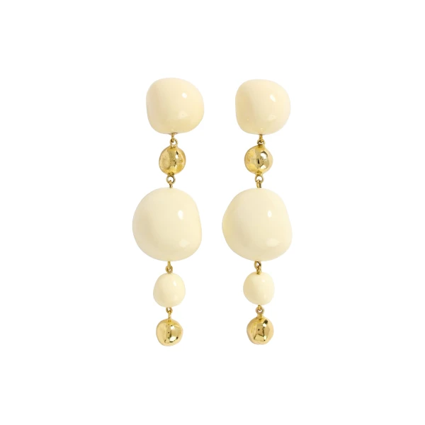 Aje Kasia Resin Drop Stud in Gold/Ivory | Earrings | Luxury Shoes 