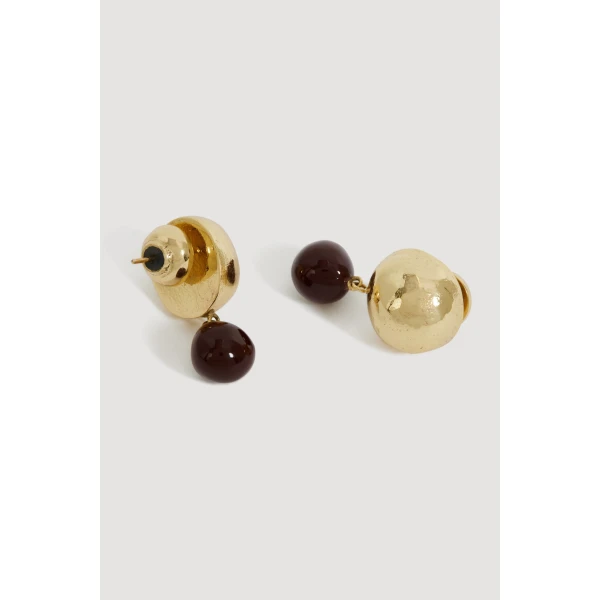 Aje Kasia Resin Stud in Gold/Brown | Earrings | Luxury Shoes 