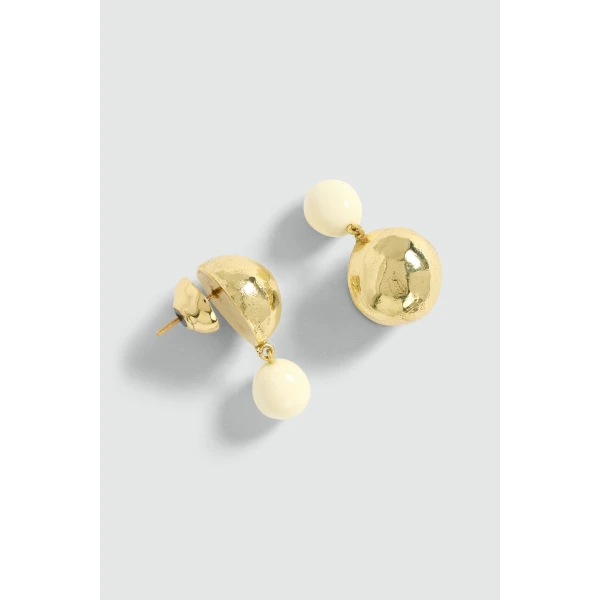 Aje Kasia Resin Stud in Gold/Ivory | Earrings | Luxury Shoes 