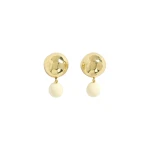 Aje Kasia Resin Stud in Gold/Ivory | Earrings | Luxury Shoes 