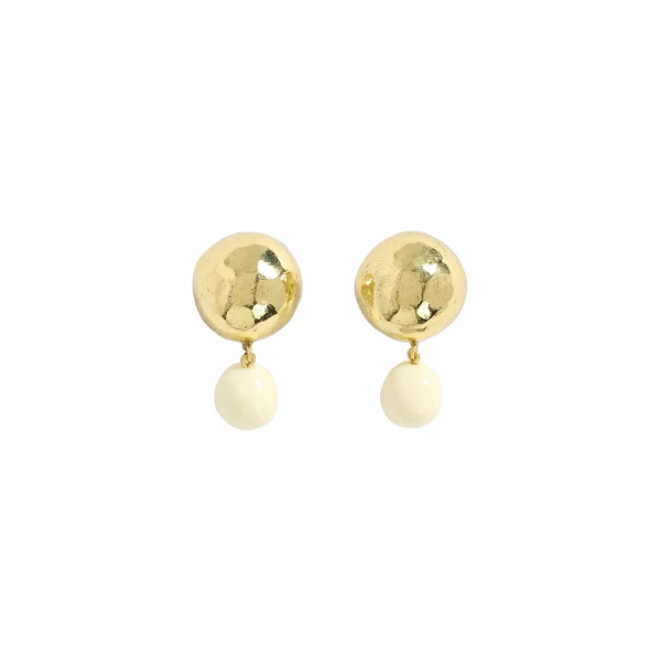 Aje Kasia Resin Stud in Gold/Ivory | Earrings | Luxury Shoes 