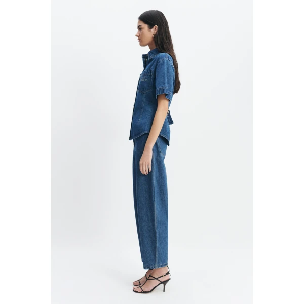 Aje Kendall Belted Shirt in Coastal Wash | Shirts | Luxury Shoes 