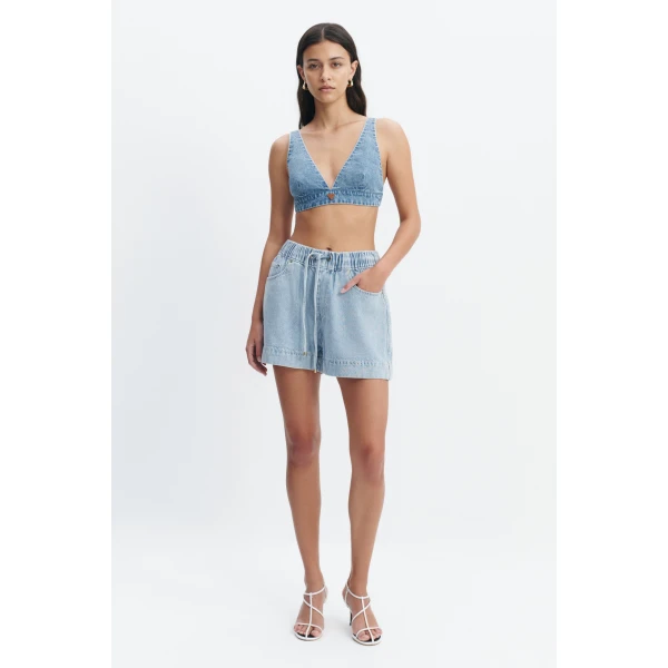 Aje Kendall Bralette in Light Wash | Tops | Luxury Shoes 