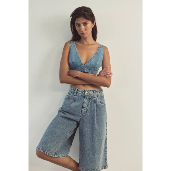 Aje Kendall Bralette in Light Wash | Tops | Luxury Shoes 