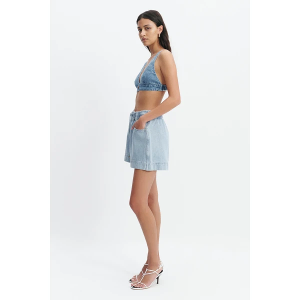 Aje Kendall Bralette in Light Wash | Tops | Luxury Shoes 