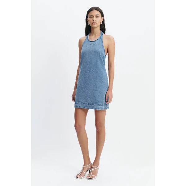 Aje Kendall Halter Mini Dress in Light Wash | Mini Dresses | Luxury Shoes 