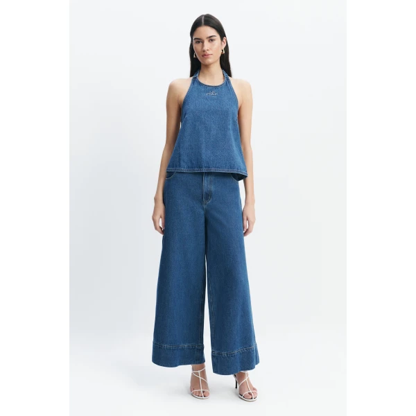 Aje Kendall Halter Top in Coastal Wash | Tops | Luxury Shoes 