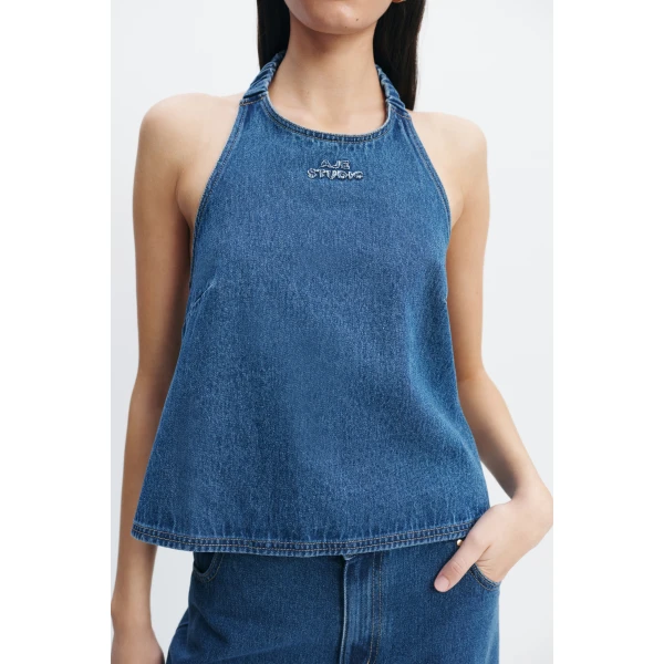 Aje Kendall Halter Top in Coastal Wash | Tops | Luxury Shoes 
