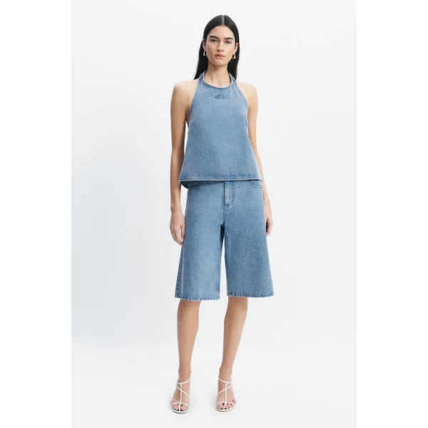 Aje Kendall Halter Top in Light Wash | Tops | Luxury Shoes 