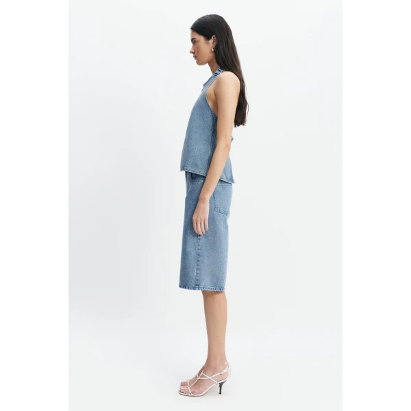 Aje Kendall Halter Top in Light Wash | Tops | Luxury Shoes 
