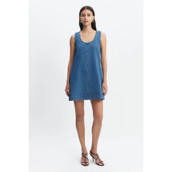 Aje Kendall Tie Back Mini Dress in Coastal Wash | Mini Dresses | Luxury Shoes 