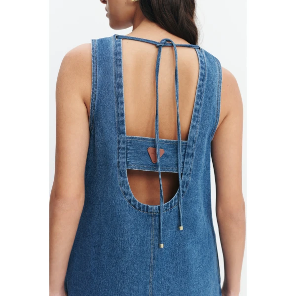 Aje Kendall Tie Back Mini Dress in Coastal Wash | Mini Dresses | Luxury Shoes 