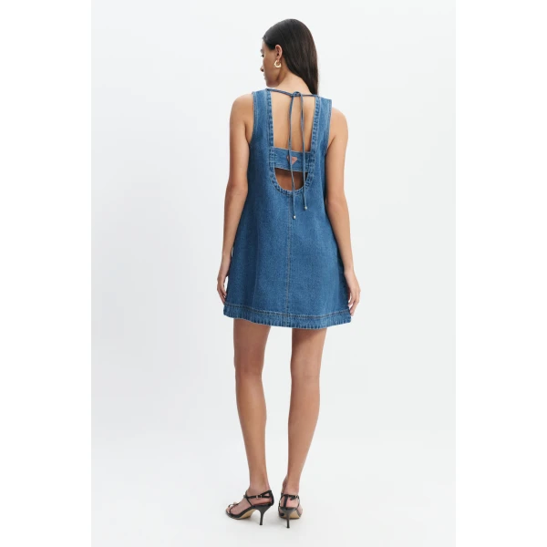 Aje Kendall Tie Back Mini Dress in Coastal Wash | Mini Dresses | Luxury Shoes 