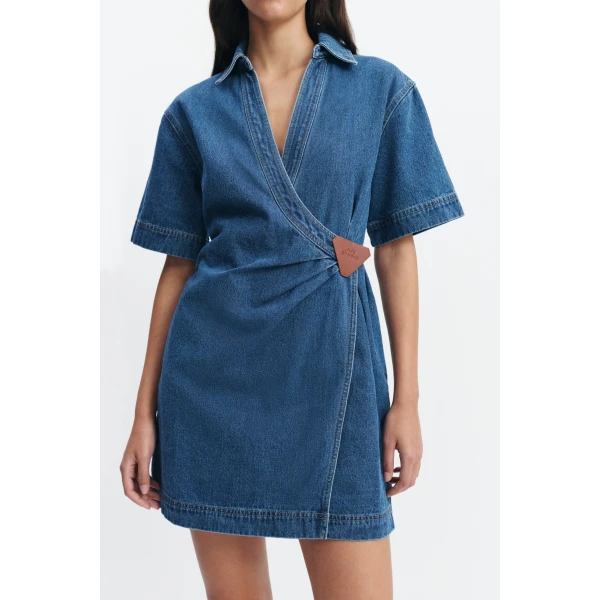 Aje Kendall Wrap Mini Dress in Coastal Wash | Mini Dresses | Luxury Shoes 