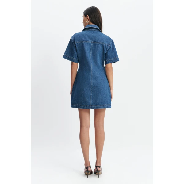 Aje Kendall Wrap Mini Dress in Coastal Wash | Mini Dresses | Luxury Shoes 