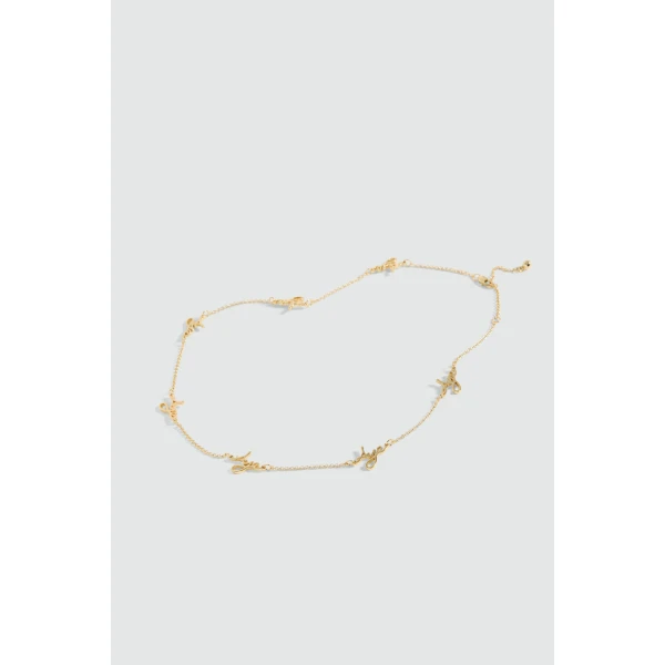 Aje Larissa Cursive Necklace in Gold | Necklace | Luxury Shoes 