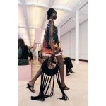 Aje Leaf Suede Fringed Bag in Black/Silver | Shoulder & Crossbody Bags | Luxury Shoes 