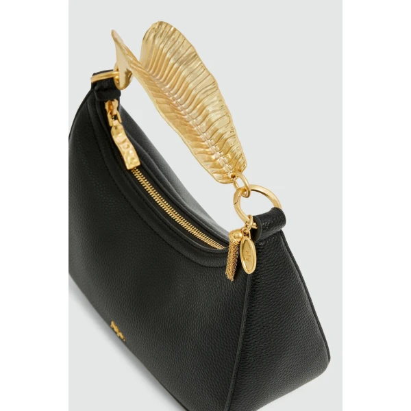 Aje Leaf Texture Top Handle Bag in Black | Shoulder & Crossbody Bags | Luxury Shoes 