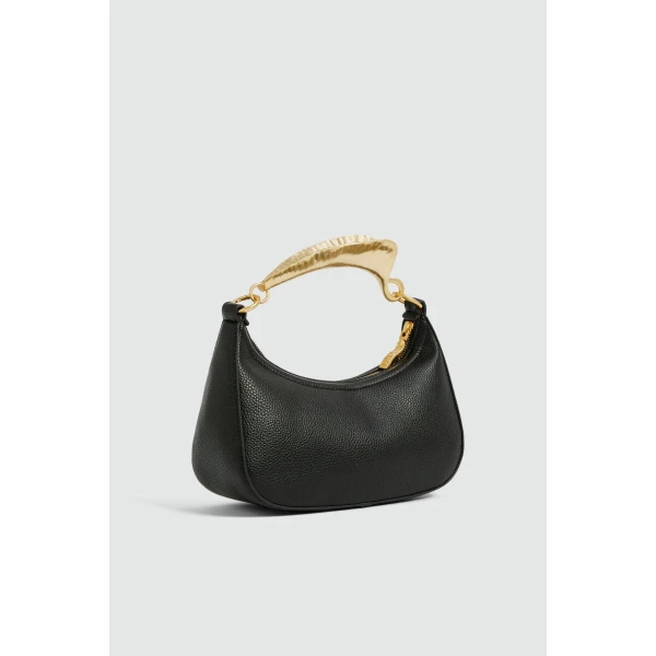 Aje Leaf Texture Top Handle Bag in Black | Shoulder & Crossbody Bags | Luxury Shoes 