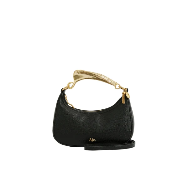 Aje Leaf Texture Top Handle Bag in Black | Shoulder & Crossbody Bags | Luxury Shoes 