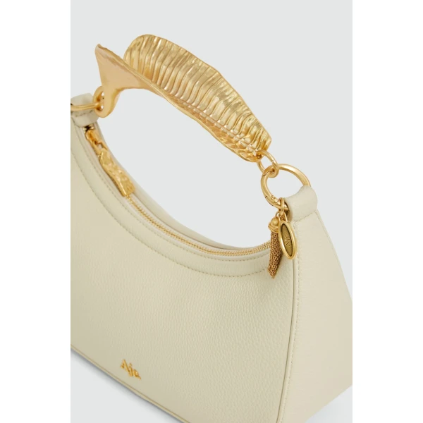 Aje Leaf Texture Top Handle Bag in Bone | Shoulder & Crossbody Bags | Luxury Shoes 