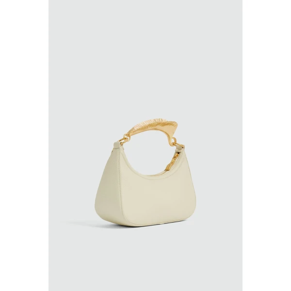 Aje Leaf Texture Top Handle Bag in Bone | Shoulder & Crossbody Bags | Luxury Shoes 