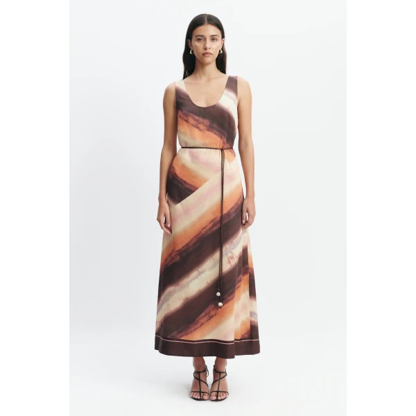 Aje Lindsey Midi Dress in Mineral Horizon | Midi Dresses | Luxury Shoes 