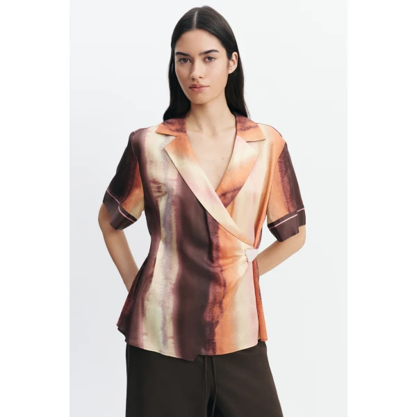 Aje Lindsey Wrap Shirt in Mineral Horizon | Shirts | Luxury Shoes 