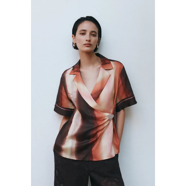 Aje Lindsey Wrap Shirt in Mineral Horizon | Shirts | Luxury Shoes 