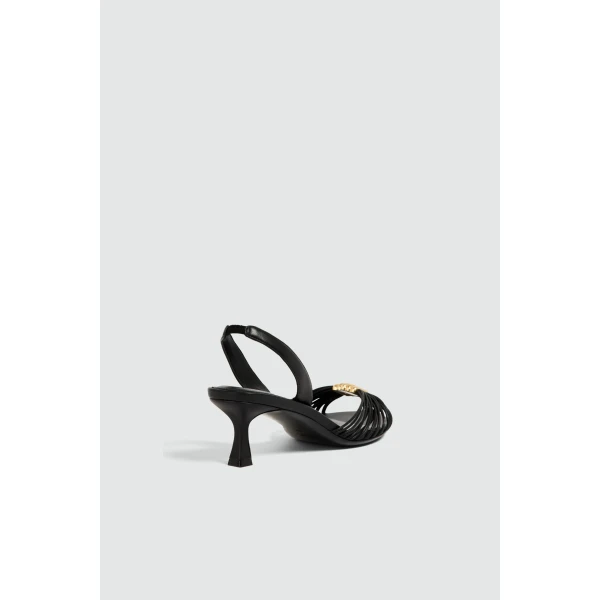 Aje Liora Strappy Buckle Low Heel in Black | Heels | Luxury Shoes 