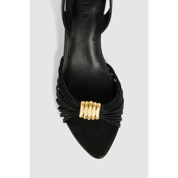 Aje Liora Strappy Buckle Low Heel in Black | Heels | Luxury Shoes 
