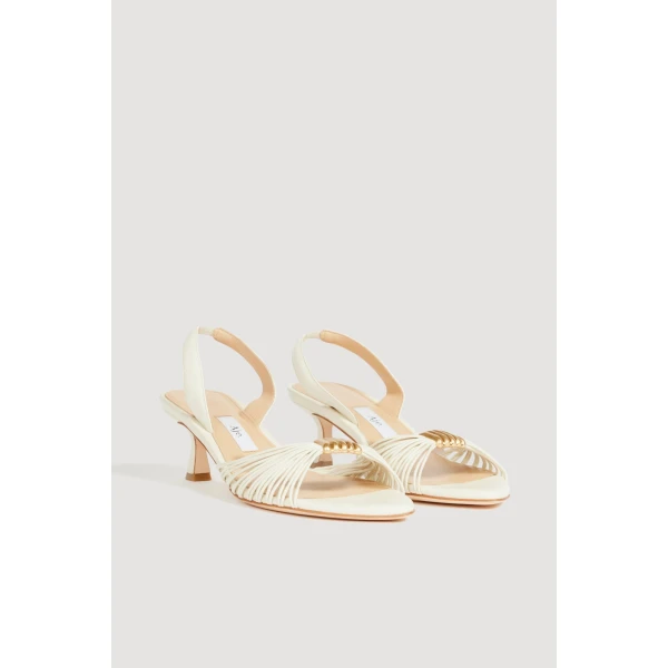 Aje Liora Strappy Buckle Low Heel in Ivory | Heels | Luxury Shoes 