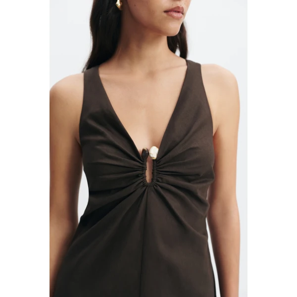 Aje Luca Maxi Dress in Chocolate | Maxi Dresses | Luxury Shoes 