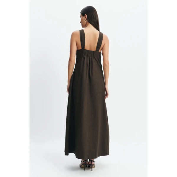 Aje Luca Maxi Dress in Chocolate | Maxi Dresses | Luxury Shoes 