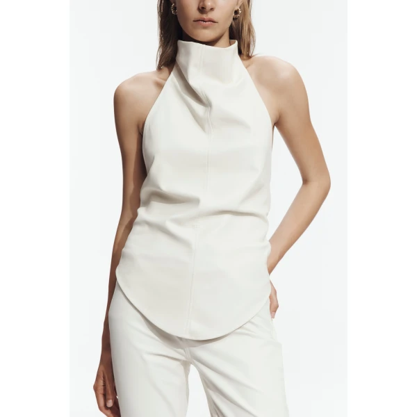 Aje Lucy Halter Neck Top in Ivory | Tops | Luxury Shoes 