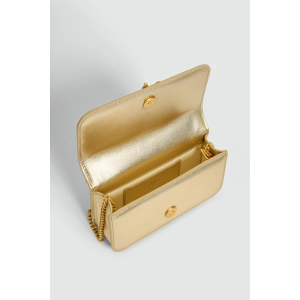 Aje Luna Metallic Mini Clutch in Gold | Clutch Bags | Luxury Shoes 