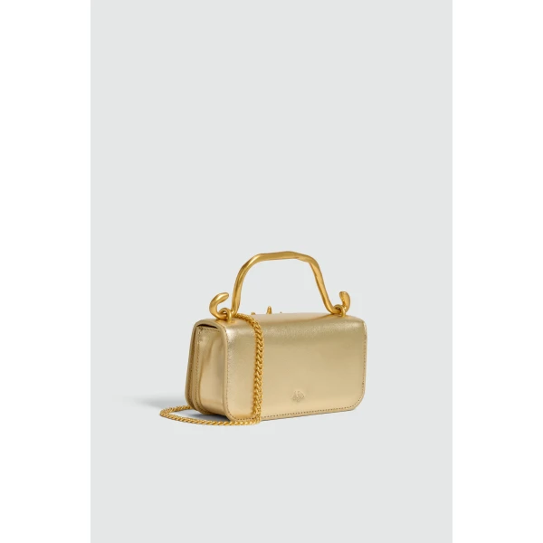 Aje Luna Metallic Mini Clutch in Gold | Clutch Bags | Luxury Shoes 