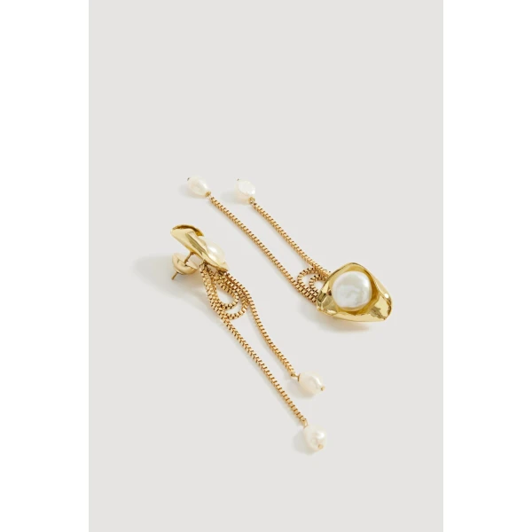 Aje Luneth Large Drop Stud in Gold/Pearl | Earrings | Luxury Shoes 