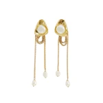 Aje Luneth Large Drop Stud in Gold/Pearl | Earrings | Luxury Shoes 