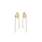 Aje Luneth Mini Drop Stud in Gold/Pearl | Earrings | Luxury Shoes 